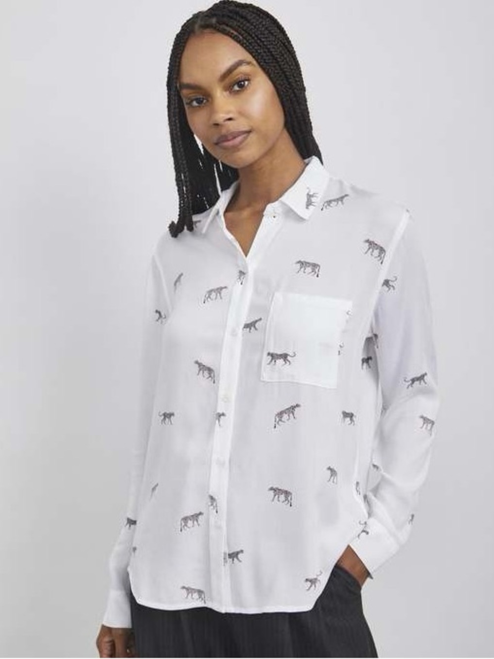 Rails Rocsi Charcoal Wild Cats Button Down Blouse Size Small EUC
